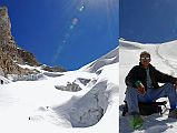 Rolwaling 07 09 Climbing Sherpa Palden Leads Us Towards The Tashi Lapcha Pass Our climbing Sherpa Palden led the way towards the Tashi (Tesi) Lapcha pass. Palden rests waiting for the rest of us to catch up.